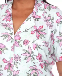 White Mark Plus Size Short Sleeve Pants Tropical Pajama Set, 2-Piece -White Mark Shop 20144036 fpx