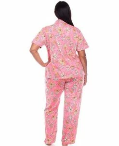 White Mark Plus Size Short Sleeve Pants Tropical Pajama Set, 2-Piece -White Mark Shop 20144041 fpx