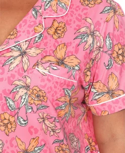 White Mark Plus Size Short Sleeve Pants Tropical Pajama Set, 2-Piece -White Mark Shop 20144042 fpx