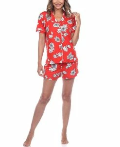 White Mark Omen's Short Sleeve Floral Pajama Set, 2-Piece -White Mark Shop 20144185 fpx