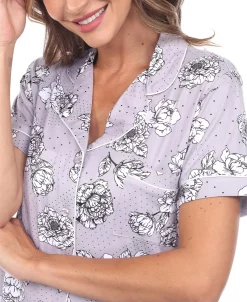 White Mark Omen's Short Sleeve Floral Pajama Set, 2-Piece -White Mark Shop 20144197 fpx