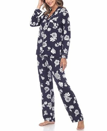 White Mark Omen's Long Sleeve Floral Pajama Set, 2-Piece 3 White Mark Omen's Long Sleeve Floral Pajama Set, 2-Piece - Image 3