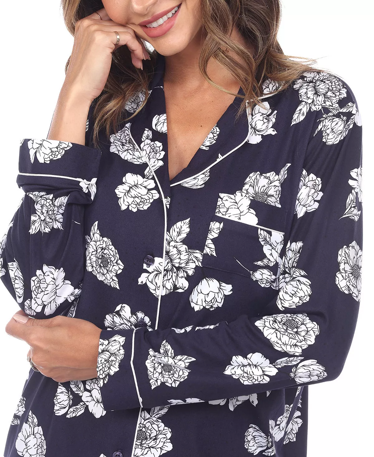 White Mark Omen's Long Sleeve Floral Pajama Set, 2-Piece 5 White Mark Omen's Long Sleeve Floral Pajama Set, 2-Piece - Image 5