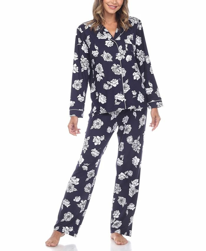 White Mark Omen's Long Sleeve Floral Pajama Set, 2-Piece 1 White Mark Omen's Long Sleeve Floral Pajama Set, 2-Piece