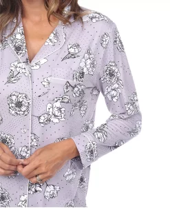 White Mark Omen's Long Sleeve Floral Pajama Set, 2-Piece 15 White Mark Omen's Long Sleeve Floral Pajama Set, 2-Piece -White Mark Shop 20144256 fpx