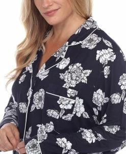 White Mark Plus Size Long Sleeve Floral Pajama Set, 2-Piece -White Mark Shop 20144268 fpx