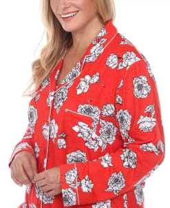 White Mark Plus Size Long Sleeve Floral Pajama Set, 2-Piece -White Mark Shop 20144286 fpx