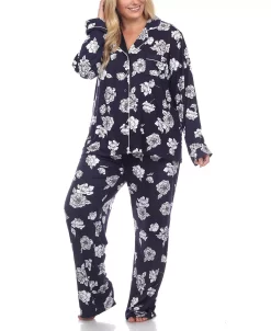 White Mark Plus Size Long Sleeve Floral Pajama Set, 2-Piece -White Mark Shop 20145031 fpx