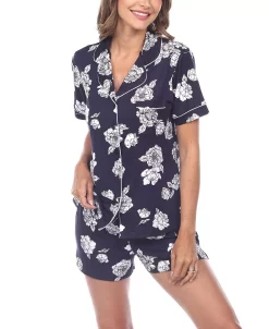 White Mark Omen's Short Sleeve Floral Pajama Set, 2-Piece -White Mark Shop 20145115 fpx