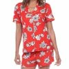 White Mark Omen's Short Sleeve Floral Pajama Set, 2-Piece
