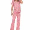 White Mark Omen's Short Sleeve Pants Tropical Pajama Set, 2-Piece