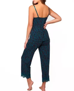 ICollection Women's Zebra Print Jersey Knit Cami And Pant Pajamas Set Trimmed In Lace 4 ICollection Women's Zebra Print Jersey Knit Cami And Pant Pajamas Set Trimmed In Lace -White Mark Shop 20168296 fpx