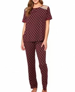 ICollection Women's Diamond Pattern Print Ultra Soft Knit Pajamas Set