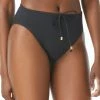 Vince Camuto Drawstring High-Waist Bikini Bottoms
