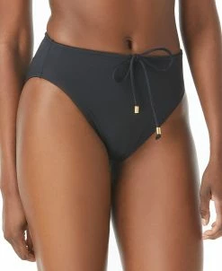 Vince Camuto Drawstring High-Waist Bikini Bottoms