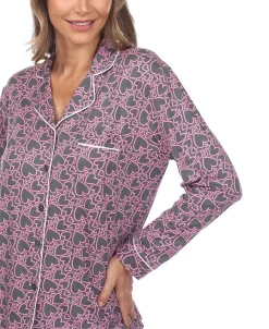 White Mark Omen's 2 Piece Long Sleeve Heart Print Pajama Set 13 White Mark Omen's 2 Piece Long Sleeve Heart Print Pajama Set -White Mark Shop 20245797 fpx