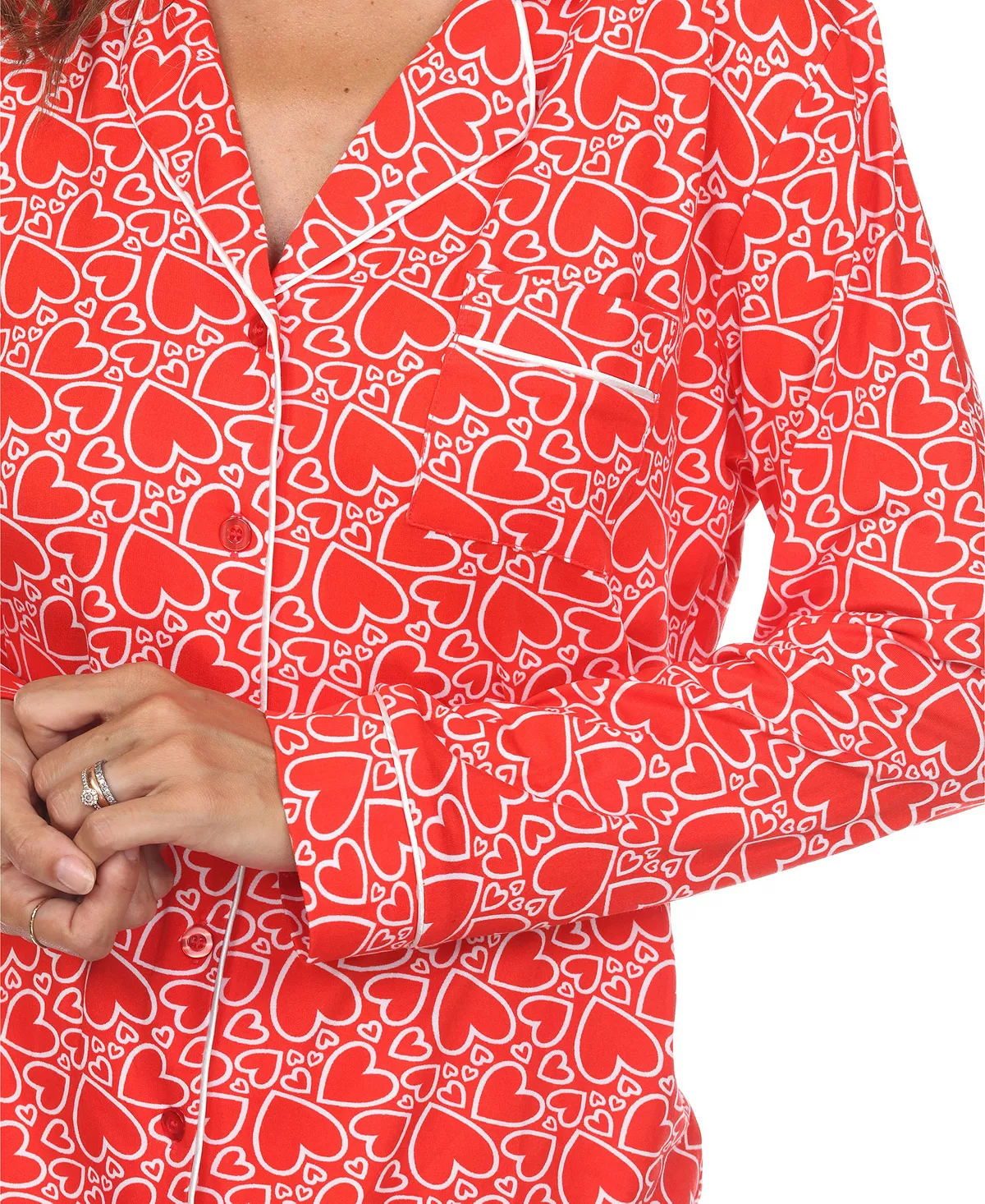 White Mark Omen's 2 Piece Long Sleeve Heart Print Pajama Set 8 White Mark Omen's 2 Piece Long Sleeve Heart Print Pajama Set - Image 8