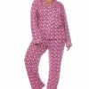 White Mark Plus Size 2 Piece Long Sleeve Heart Print Pajama Set