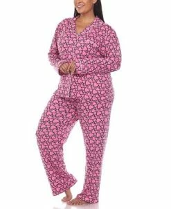 White Mark Plus Size 2 Piece Long Sleeve Heart Print Pajama Set 11 White Mark Plus Size 2 Piece Long Sleeve Heart Print Pajama Set -White Mark Shop 20245832 fpx