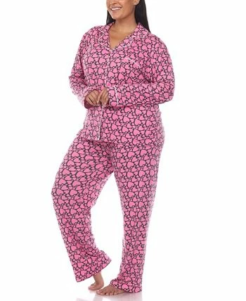 White Mark Plus Size 2 Piece Long Sleeve Heart Print Pajama Set 3 White Mark Plus Size 2 Piece Long Sleeve Heart Print Pajama Set - Image 3