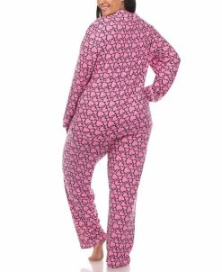 White Mark Plus Size 2 Piece Long Sleeve Heart Print Pajama Set 12 White Mark Plus Size 2 Piece Long Sleeve Heart Print Pajama Set -White Mark Shop 20245833 fpx
