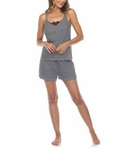 White Mark Omen's 3 Piece Striped Pajama Robe Set -White Mark Shop 20245871 fpx