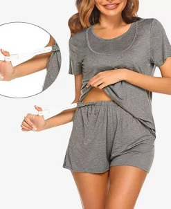 Savi Mom Women's Lima Short Sleeve Maternity Pajama Set, 2 Piece 8 Savi Mom Women's Lima Short Sleeve Maternity Pajama Set, 2 Piece -White Mark Shop 20266087 fpx