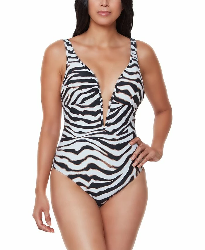 Bar III Printed V-Neck One-Piece Swimsuit, Created For Macy's 1 Bar III Printed V-Neck One-Piece Swimsuit, Created For Macy's