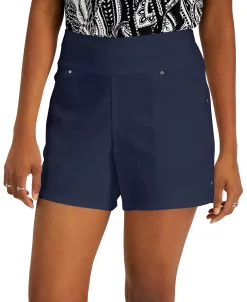 INC International Concepts Women's Curvy Mid Rise Pull-On Shorts, Created For Macy's -White Mark Shop 20660043 fpx