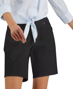 INC International Concepts Women's Curvy Mid Rise Pull-On Bermuda Shorts, Created For Macy's 11 INC International Concepts Women's Curvy Mid Rise Pull-On Bermuda Shorts, Created For Macy's -White Mark Shop 20660055 fpx