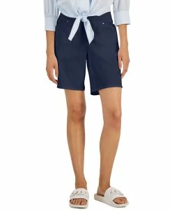INC International Concepts Women's Curvy Mid Rise Pull-On Bermuda Shorts, Created For Macy's