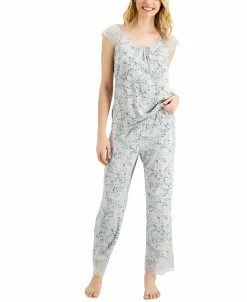 Charter Club Otton Lace-Trim Pajama Set, Created For Macy's