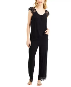 Charter Club Otton Lace-Trim Pajama Set, Created For Macy's 9 Charter Club Otton Lace-Trim Pajama Set, Created For Macy's -White Mark Shop 20668009 fpx