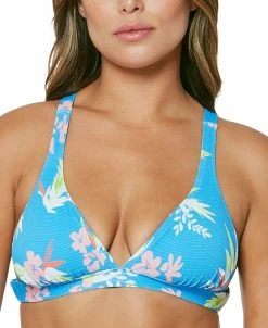 Jessica Simpson Beach Vibes Printed Cross-Back Triangle Bikini Top