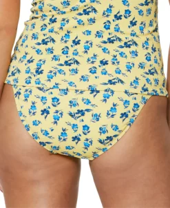 Jessica Simpson Floral Delight Side-Shirred Hipster Bikini Bottoms -White Mark Shop 20736784 fpx