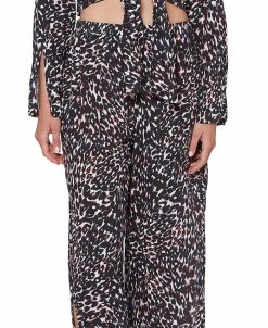 Sanctuary Cotton Stay Cool Leopard Slit-Side Elastic-Waistband Pants Cover-Up