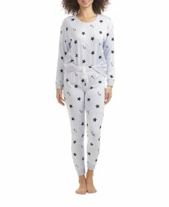 Tommy Hilfiger Women's Hacci Printed Pajama Pullover Pant Set