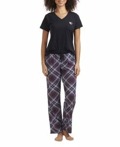 Tommy Hilfiger Women's V-Neck Knit Heart Pajama Set