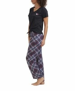 Tommy Hilfiger Women's V-Neck Knit Heart Pajama Set -White Mark Shop 20790818 fpx