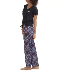 Tommy Hilfiger Women's V-Neck Knit Heart Pajama Set -White Mark Shop 20790820 fpx