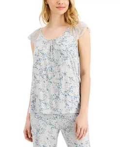 Charter Club Otton Lace-Trim Pajama Set, Created For Macy's 7 Charter Club Otton Lace-Trim Pajama Set, Created For Macy's -White Mark Shop 20927479 fpx