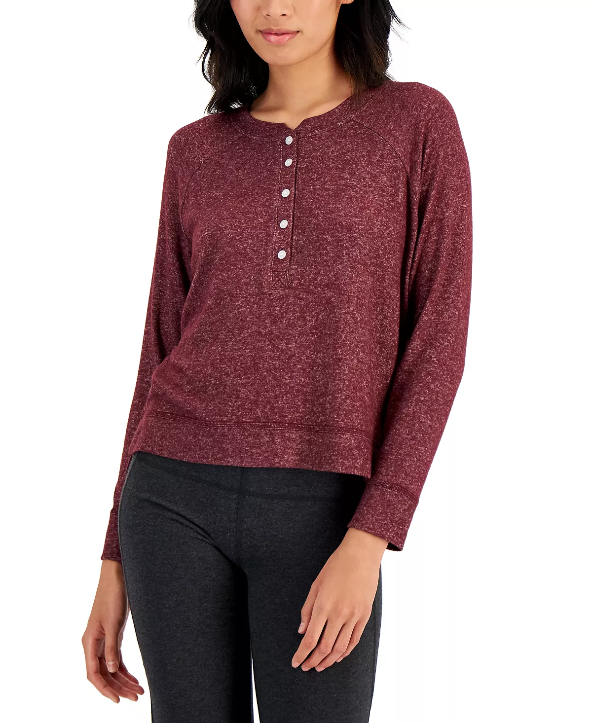 Alfani Women's Long-Sleeve Hacci Pajama Top, Created For Macy's 3 Alfani Women's Long-Sleeve Hacci Pajama Top, Created For Macy's - Image 3