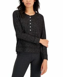 Alfani Women's Long-Sleeve Hacci Pajama Top, Created For Macy's