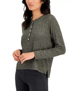 Alfani Women's Long-Sleeve Hacci Pajama Top, Created For Macy's