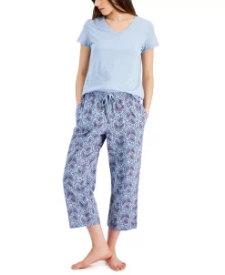 Charter Club Women's Printed Cotton Capri Pajama Pants, Created For Macy's 13 Charter Club Women's Printed Cotton Capri Pajama Pants, Created For Macy's -White Mark Shop 21357664 fpx
