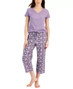 Charter Club Women's Printed Cotton Capri Pajama Pants, Created For Macy's 9 Charter Club Women's Printed Cotton Capri Pajama Pants, Created For Macy's -White Mark Shop 21357732 fpx