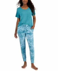 Alfani Women's Pajama Top & Space-Dyed Essential Jogger Pants, Created For Macy's