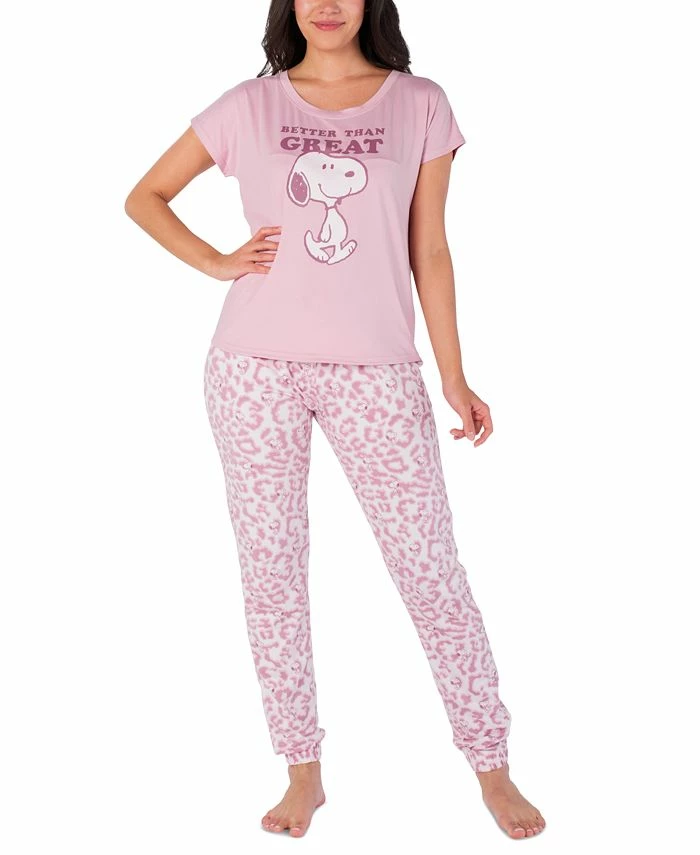 Munki Munki Women's Snoopy Leopard-Print Pajama Set 1 Munki Munki Women's Snoopy Leopard-Print Pajama Set