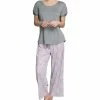 Muk Luks Solid Top & Printed Pants Pajama Set