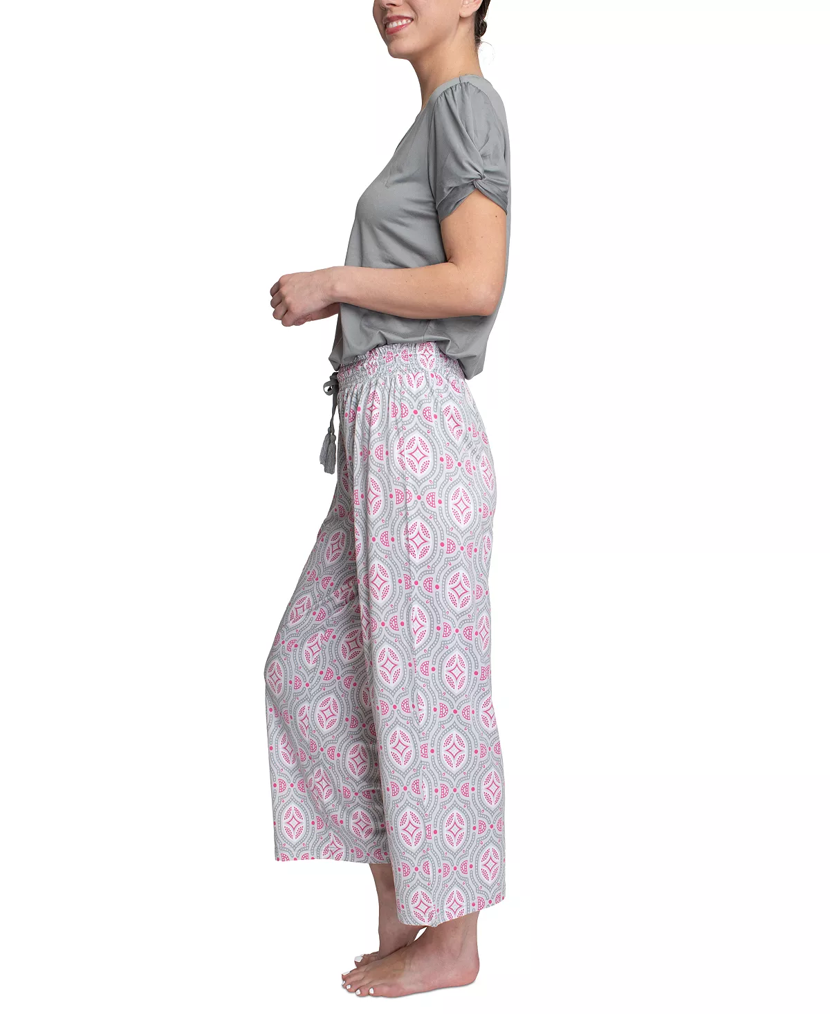 Muk Luks Solid Top & Printed Pants Pajama Set 2 Muk Luks Solid Top & Printed Pants Pajama Set - Image 2